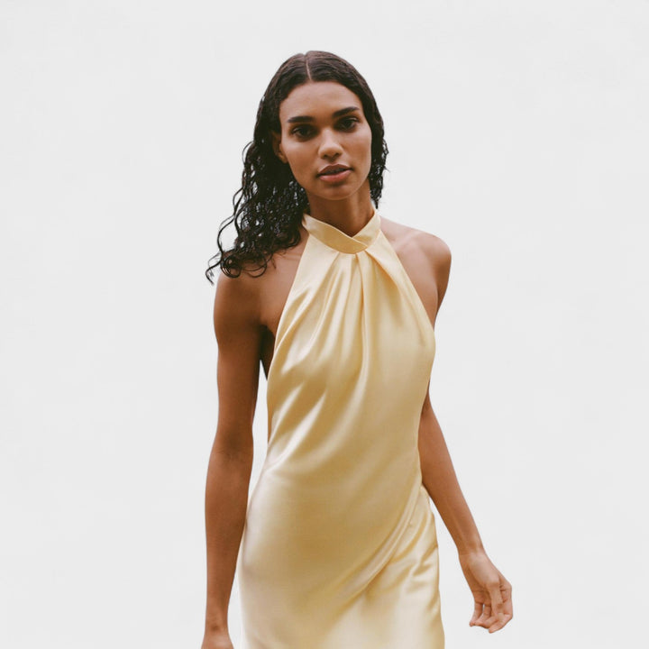 Vintém d'Ouro - Vestido Halter Satinado