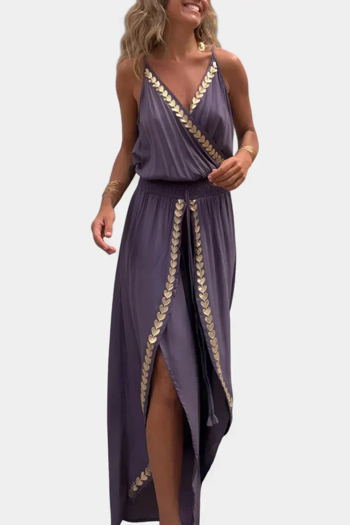 Vintém d'Ouro - Vestido Mono com Detalhes Dourados