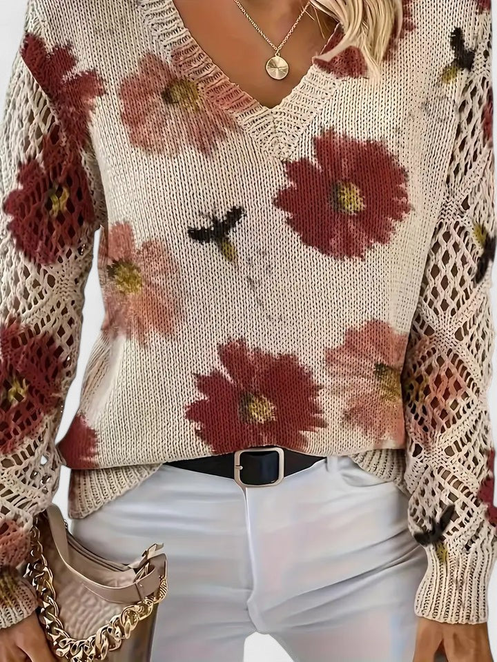 Vintém d'Ouro - Suéter elegante com estampa floral