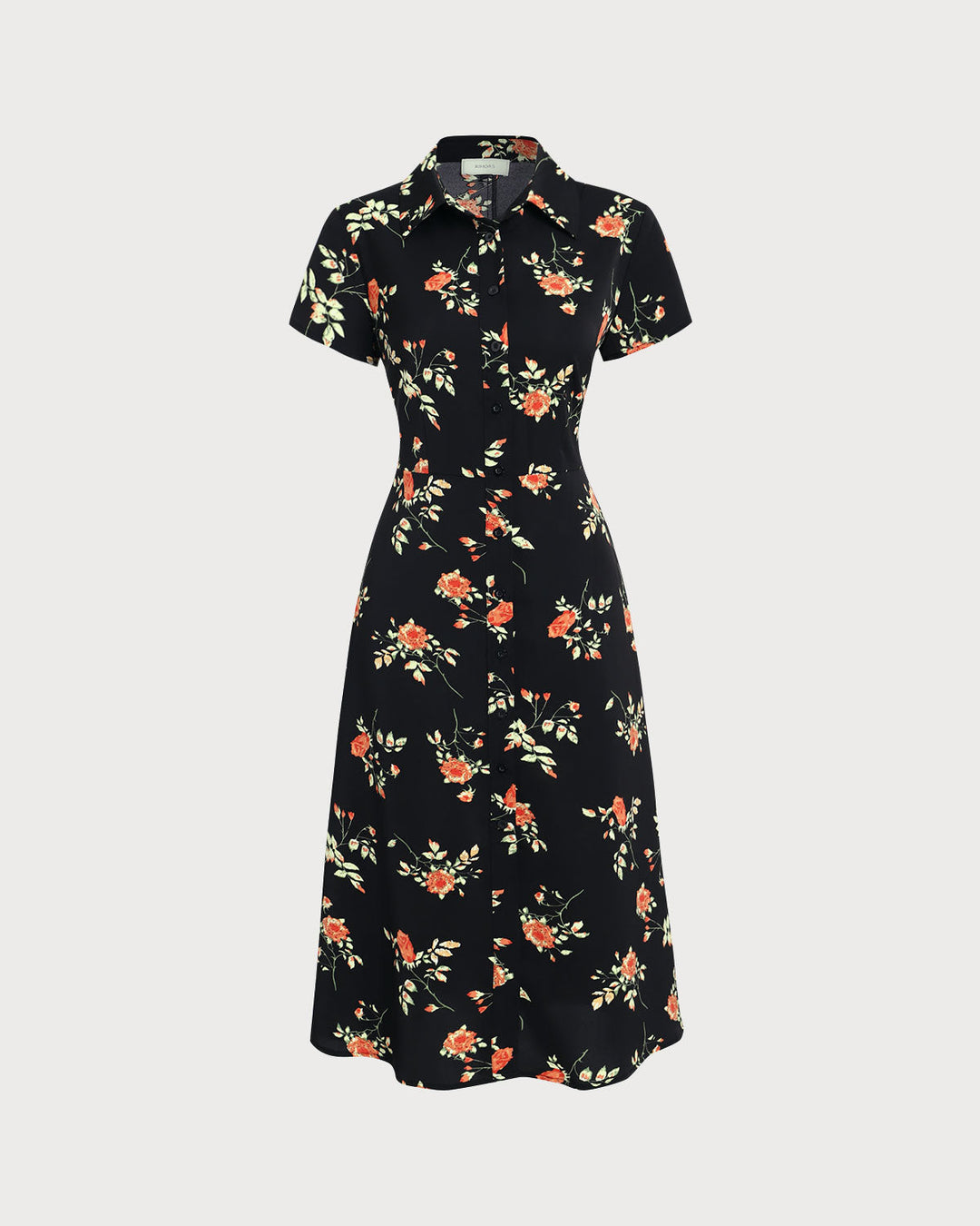 Vintém d'Ouro - Vestido Midi Preto Floral