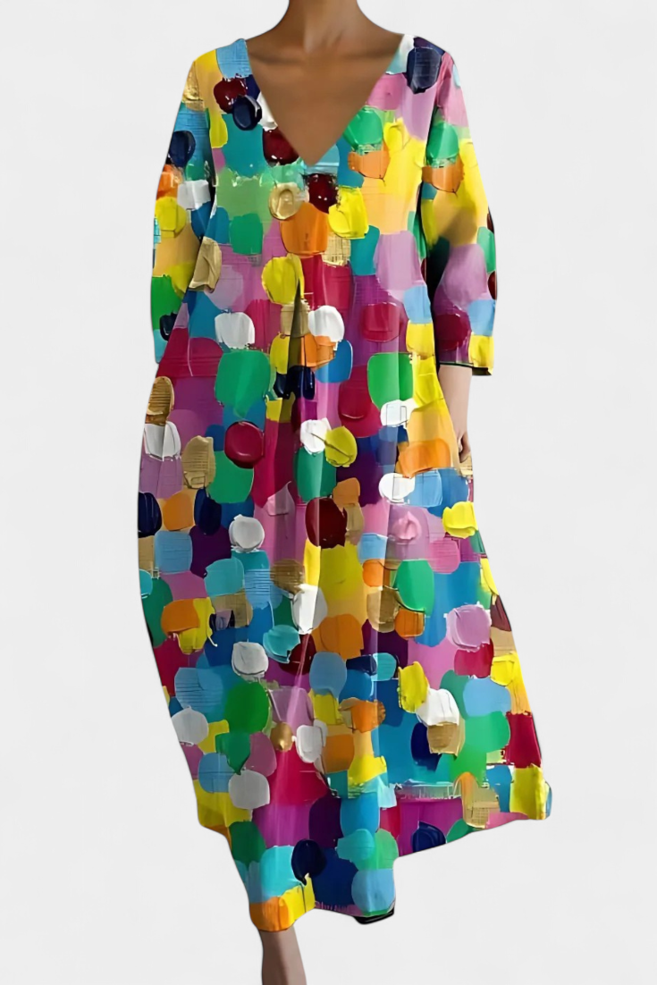 Vintém d'Ouro - Vestido Fluido com Estampa