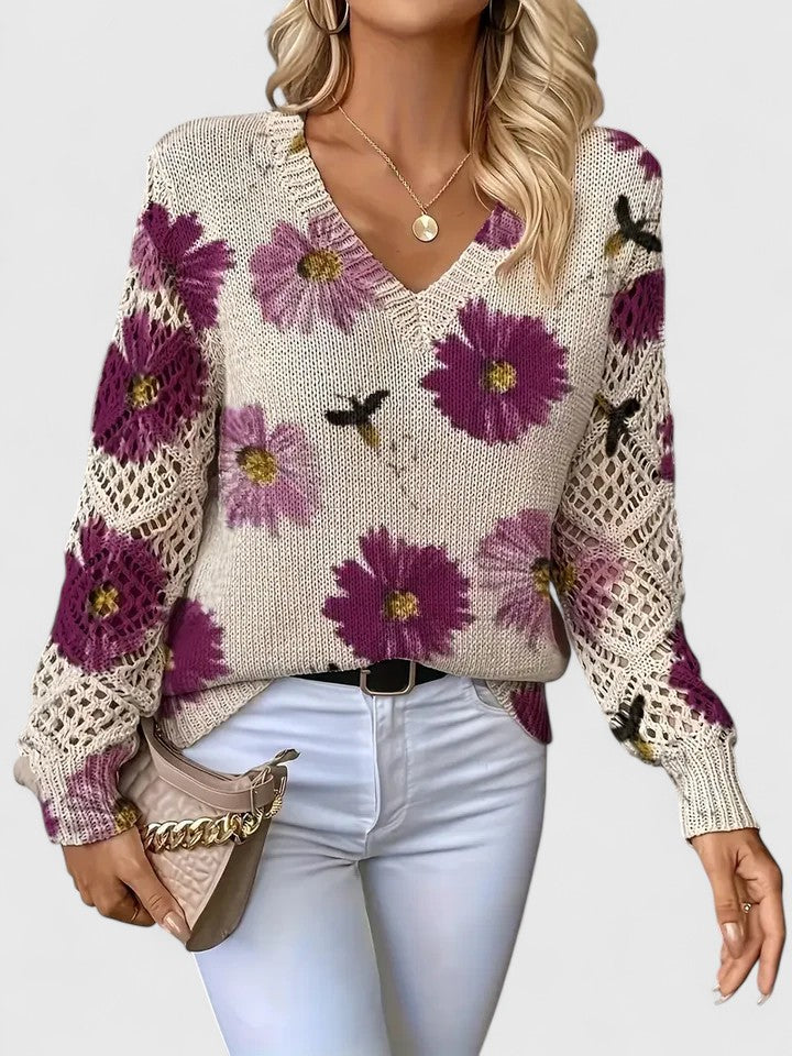 Vintém d'Ouro - Suéter elegante com estampa floral