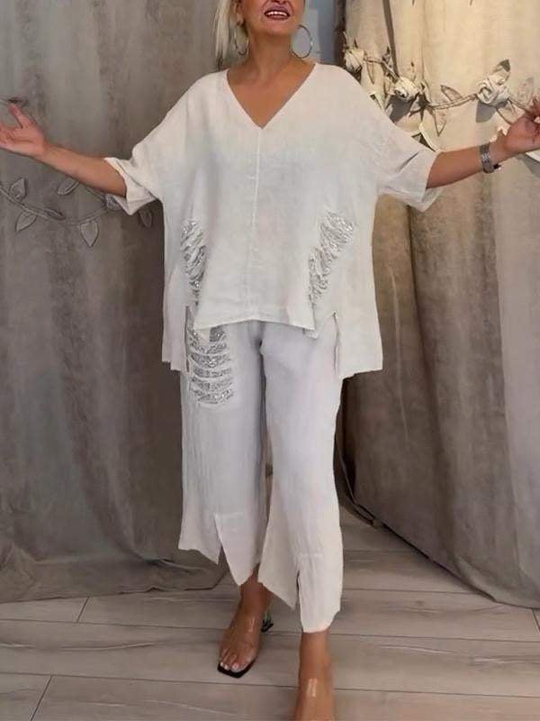 Vintém d'Ouro - Conjunto de verão de duas peças com elegância e conforto para dias ensolarados