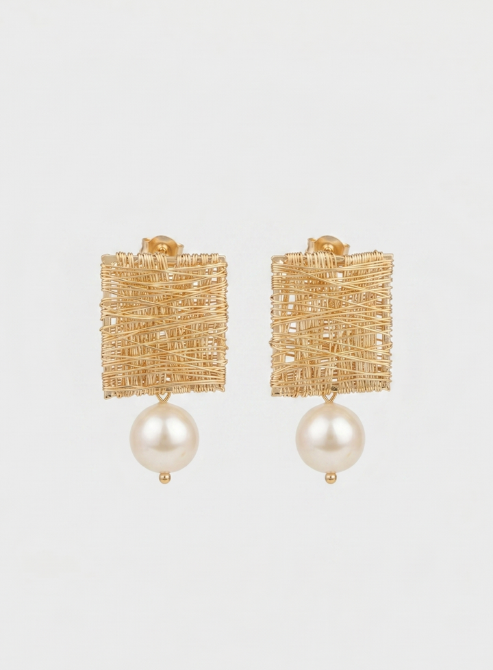 Vintém d'Ouro - Brincos Elegância Tecida