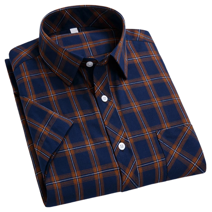 Vintém d'Ouro - Camisa de algodão xadrez de manga curta