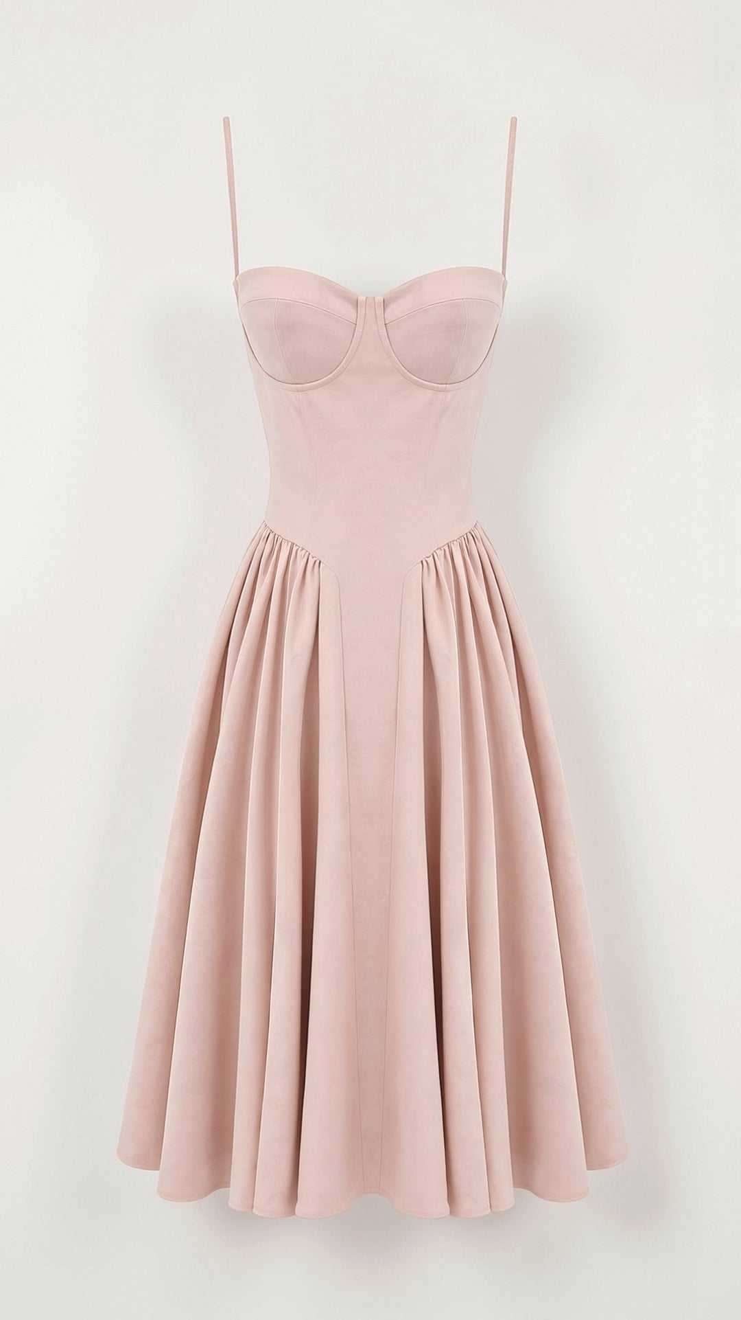 Vintém d'Ouro - Vestido midi com corpete estruturado