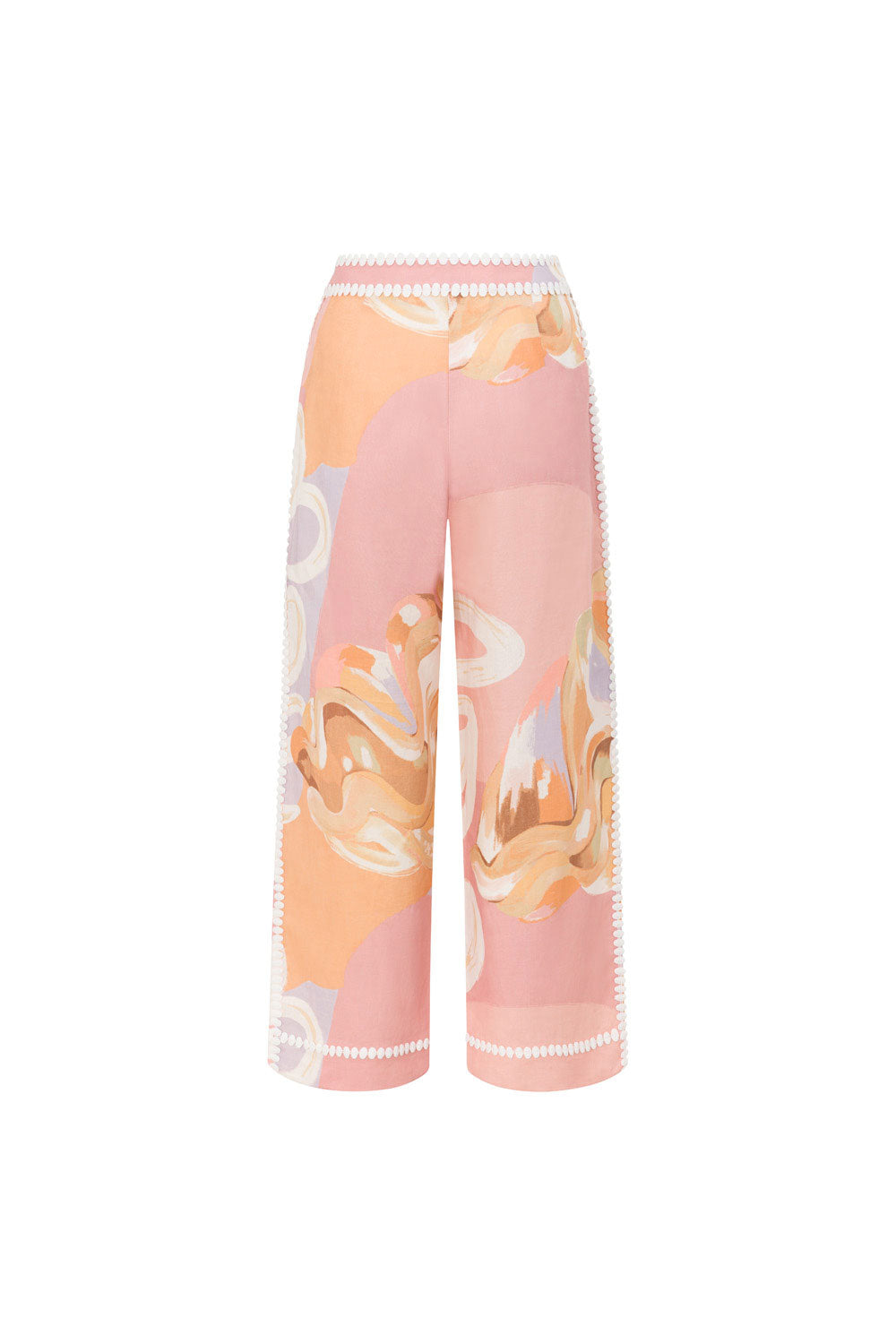 Vintém d'Ouro - Calça de verão de cintura alta com estampa artística