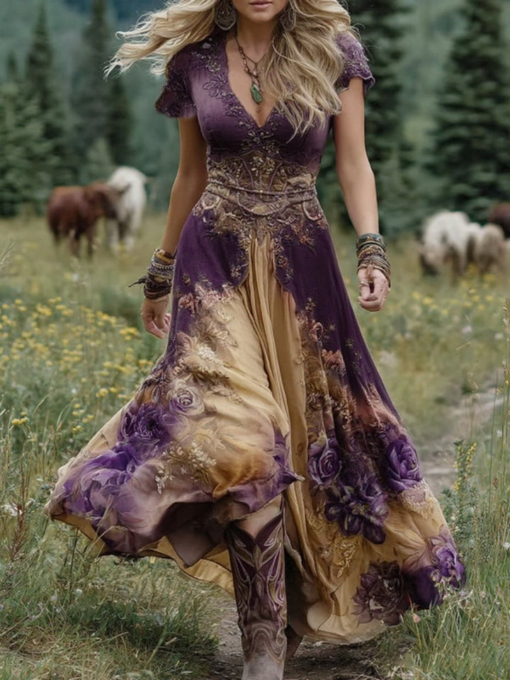 Vintém d'Ouro - Vestido Maxi Curto Floral