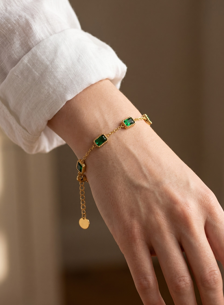 Vintém d'Ouro - Pulseira Elegância Esmeralda