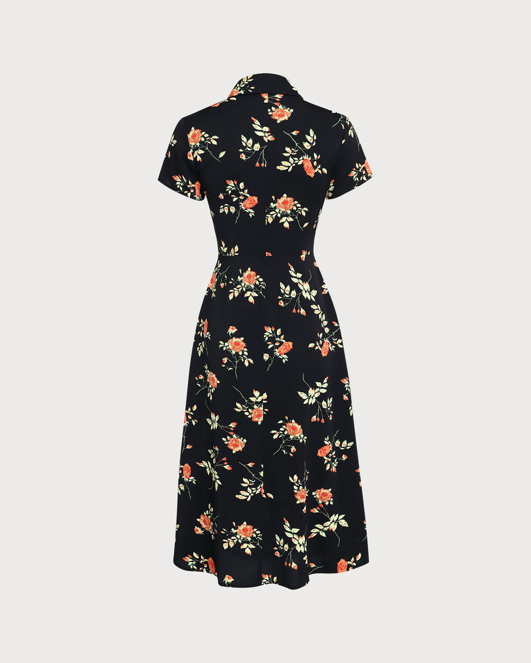 Vintém d'Ouro - Vestido Midi Preto Floral