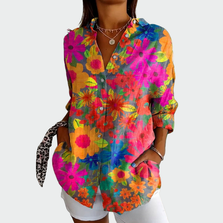 Vintém d'Ouro - Camisa estilosa com estampa floral