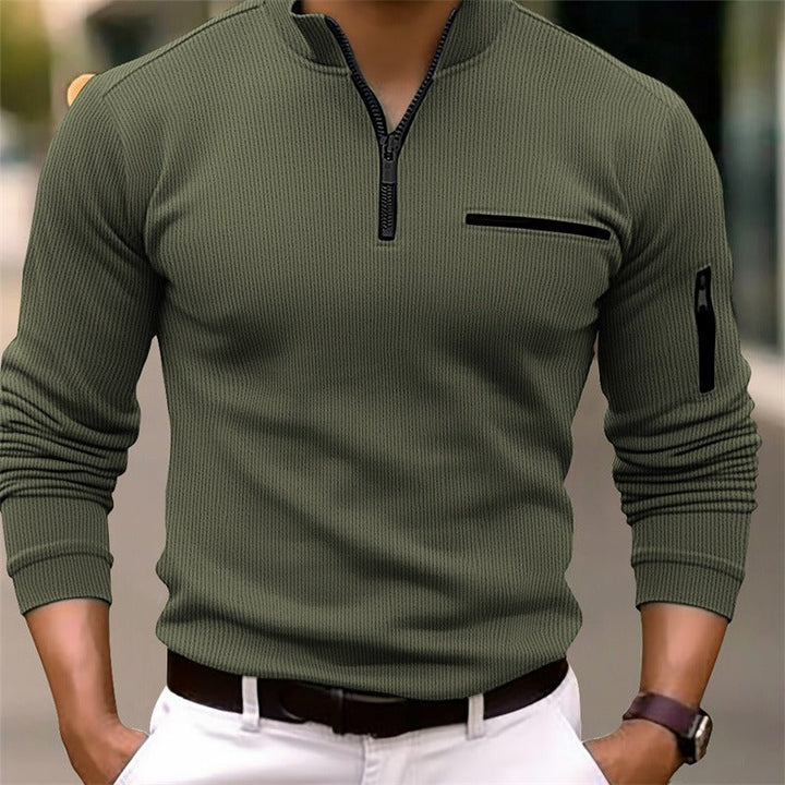Vintém d'Ouro - Camisola de Manga Longa Masculina com Zíper