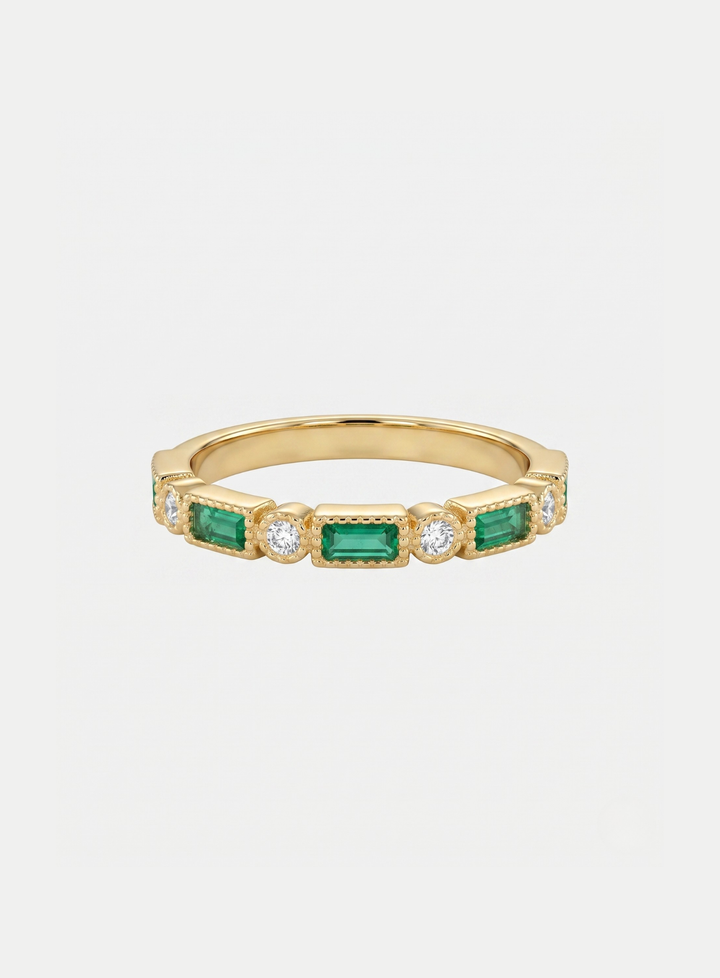 Vintém d'Ouro - Anel Elegância Esmeralda
