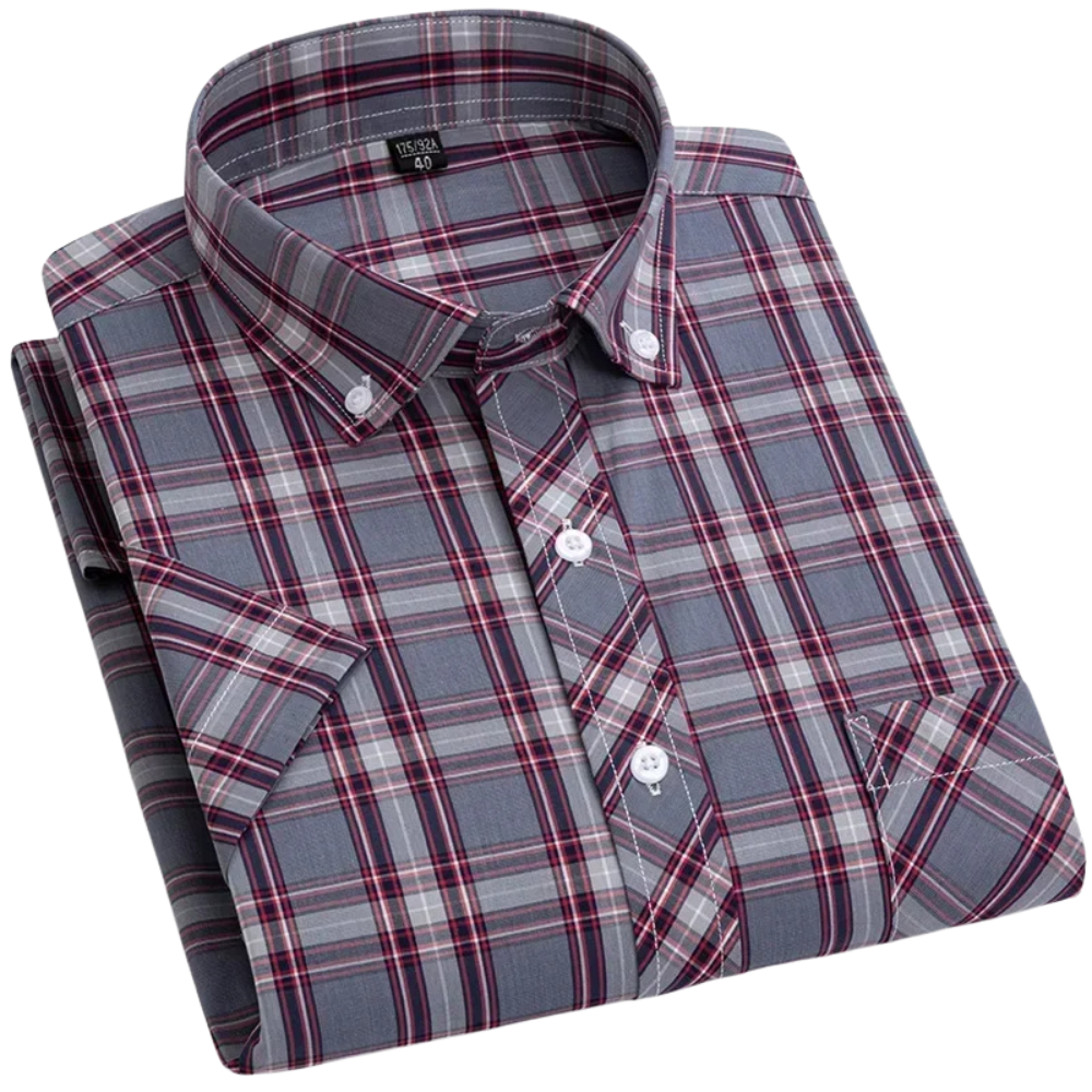 Vintém d'Ouro - Camisa de algodão xadrez de manga curta