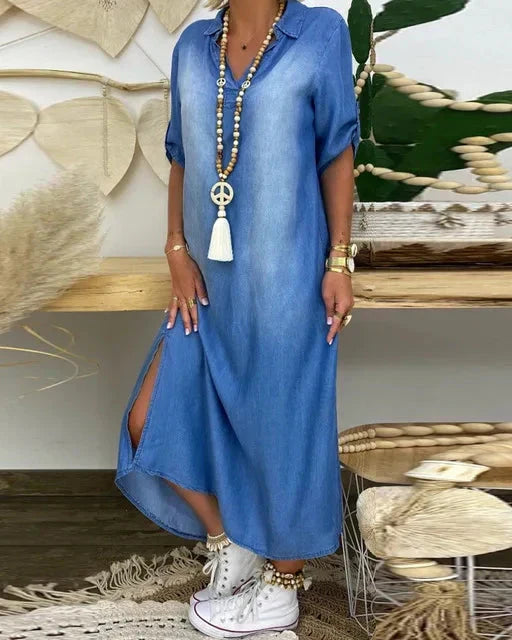 Vintém d'Ouro - Vestido Maxi de Jeans
