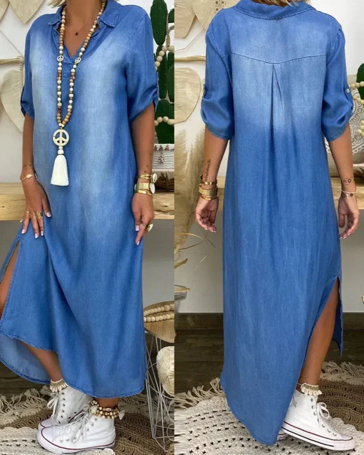 Vintém d'Ouro - Vestido Maxi de Jeans