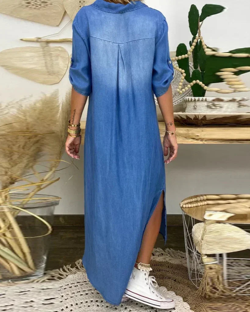 Vintém d'Ouro - Vestido Maxi de Jeans