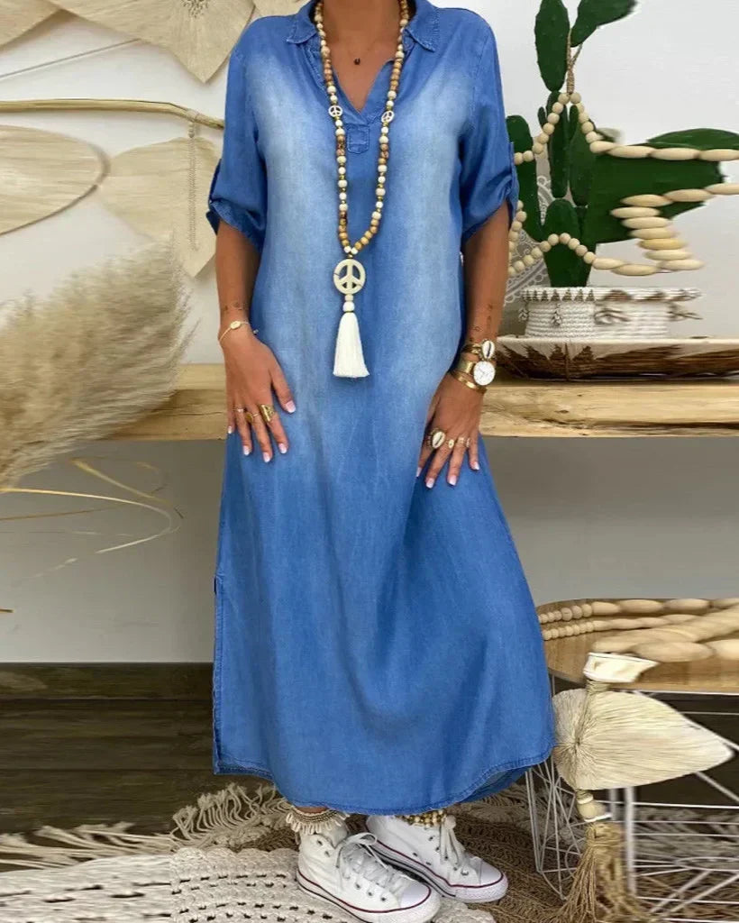 Vintém d'Ouro - Vestido Maxi de Jeans