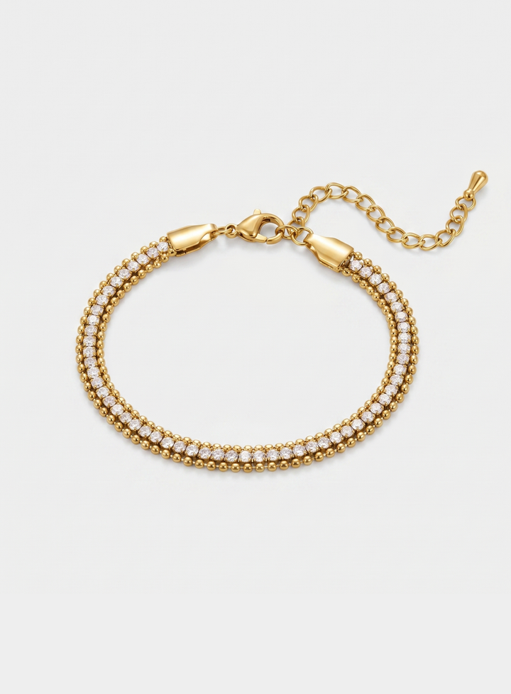 Vintém d'Ouro - Pulseira Brilhante de Cristal