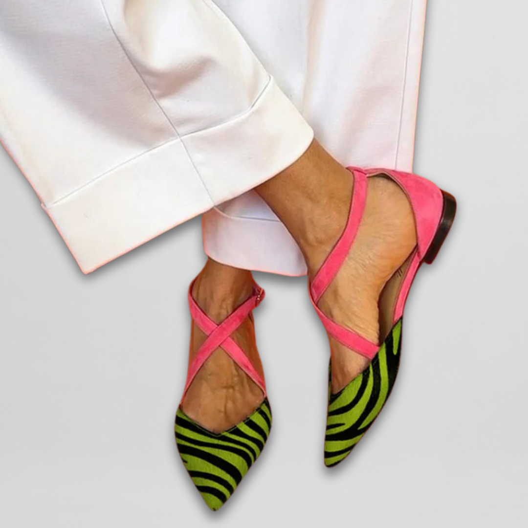 Vintém d'Ouro - Bailarinas com tiras estilo Zebra para Mulher