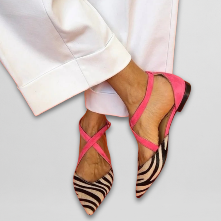 Vintém d'Ouro - Bailarinas com tiras estilo Zebra para Mulher