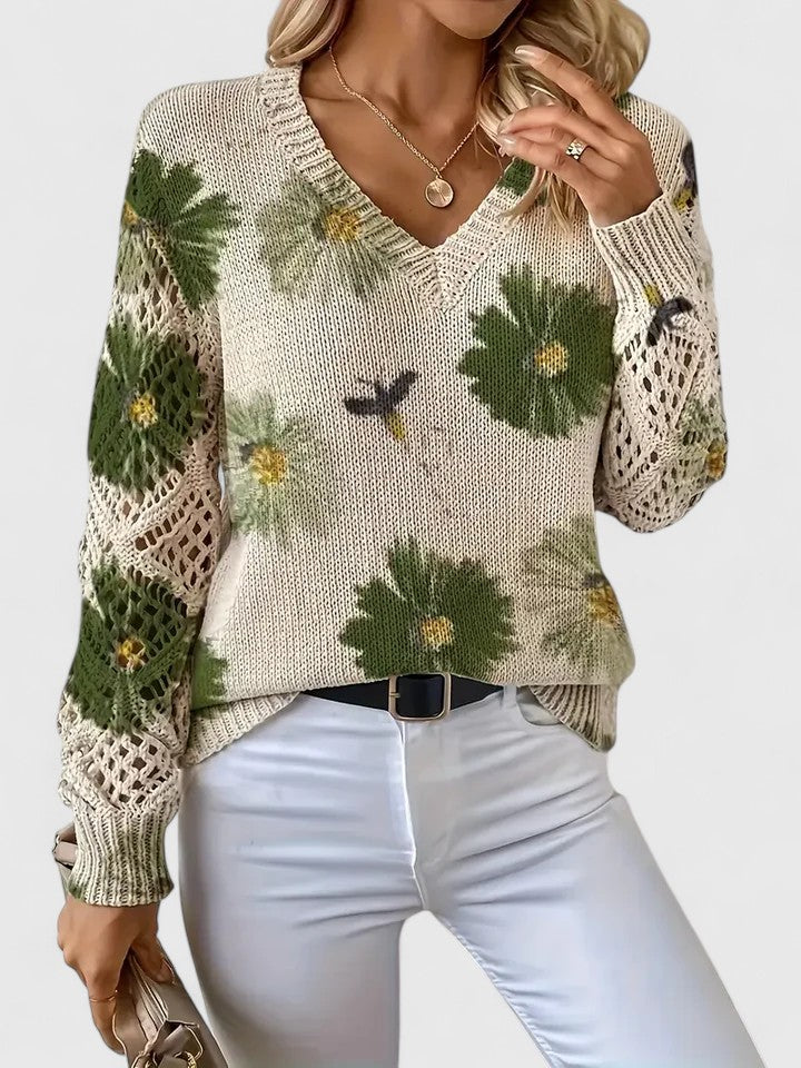 Vintém d'Ouro - Suéter elegante com estampa floral