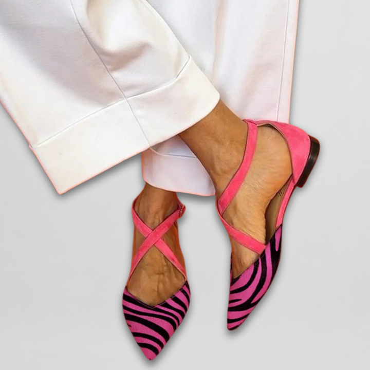 Vintém d'Ouro - Bailarinas com tiras estilo Zebra para Mulher
