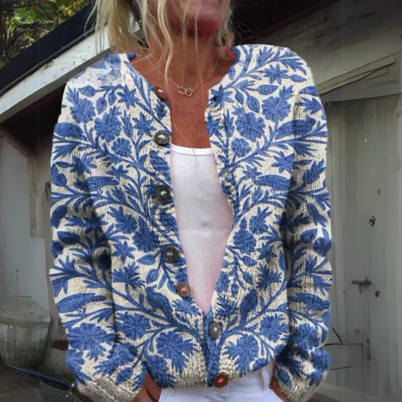 Vintém d'Ouro - Cardigan Floral Elegante