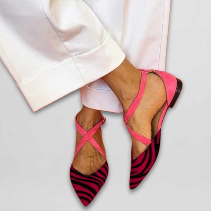 Vintém d'Ouro - Bailarinas com tiras estilo Zebra para Mulher