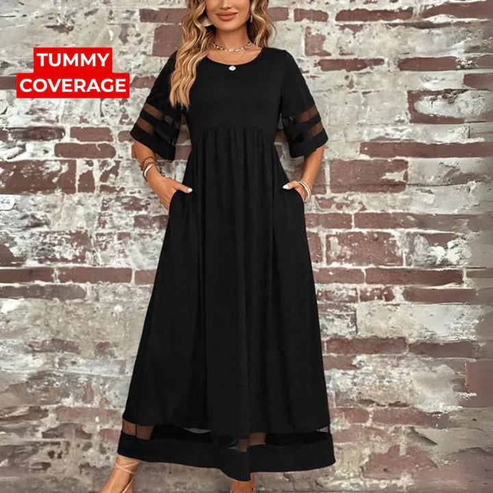 Vintém d'Ouro - Vestido Elegante que Disfarça a Barriga