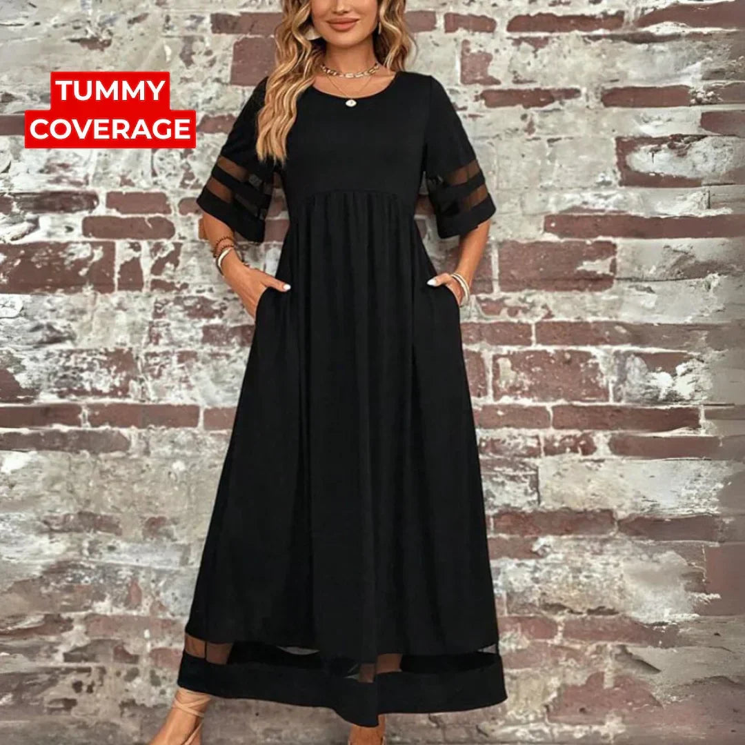 Vintém d'Ouro - Vestido Elegante que Disfarça a Barriga