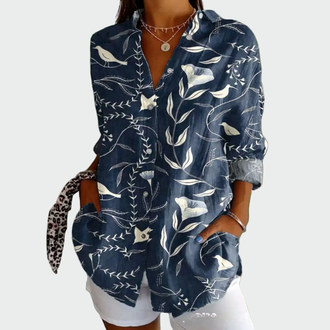 Vintém d'Ouro - Camisa estilosa com estampa floral