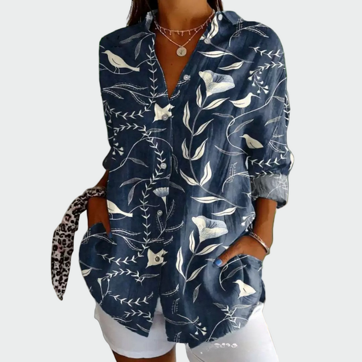 Vintém d'Ouro - Camisa estilosa com estampa floral