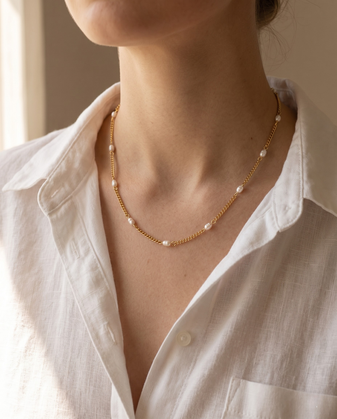 Vintém d'Ouro - Colar de Pérolas Minimalista