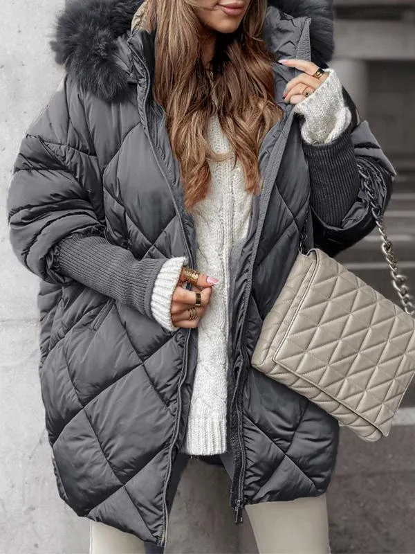 Vintém d'Ouro - Conjunto de inverno com capuz e estampado de diamantes