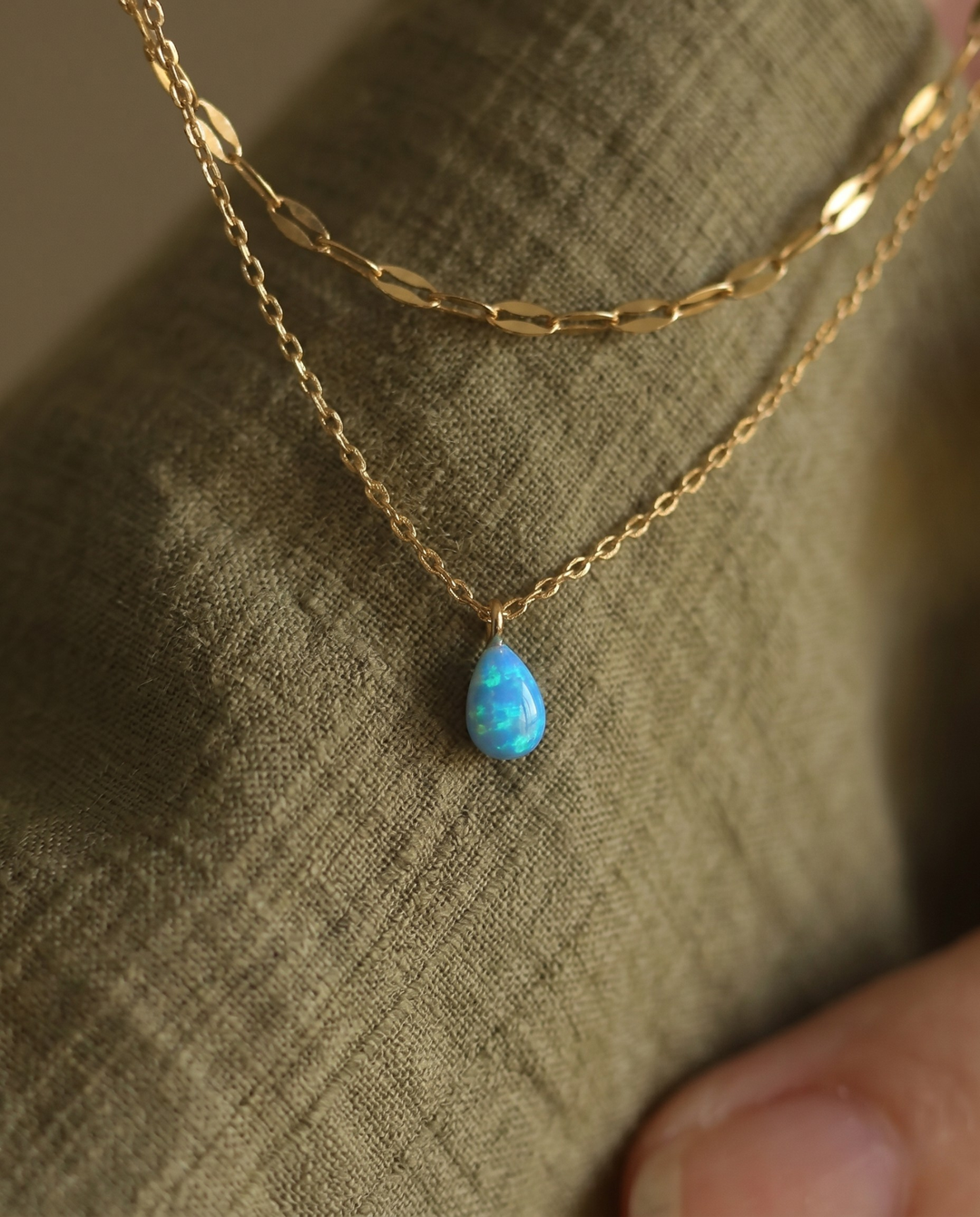 Vintém d'Ouro - Colar Gota Azul