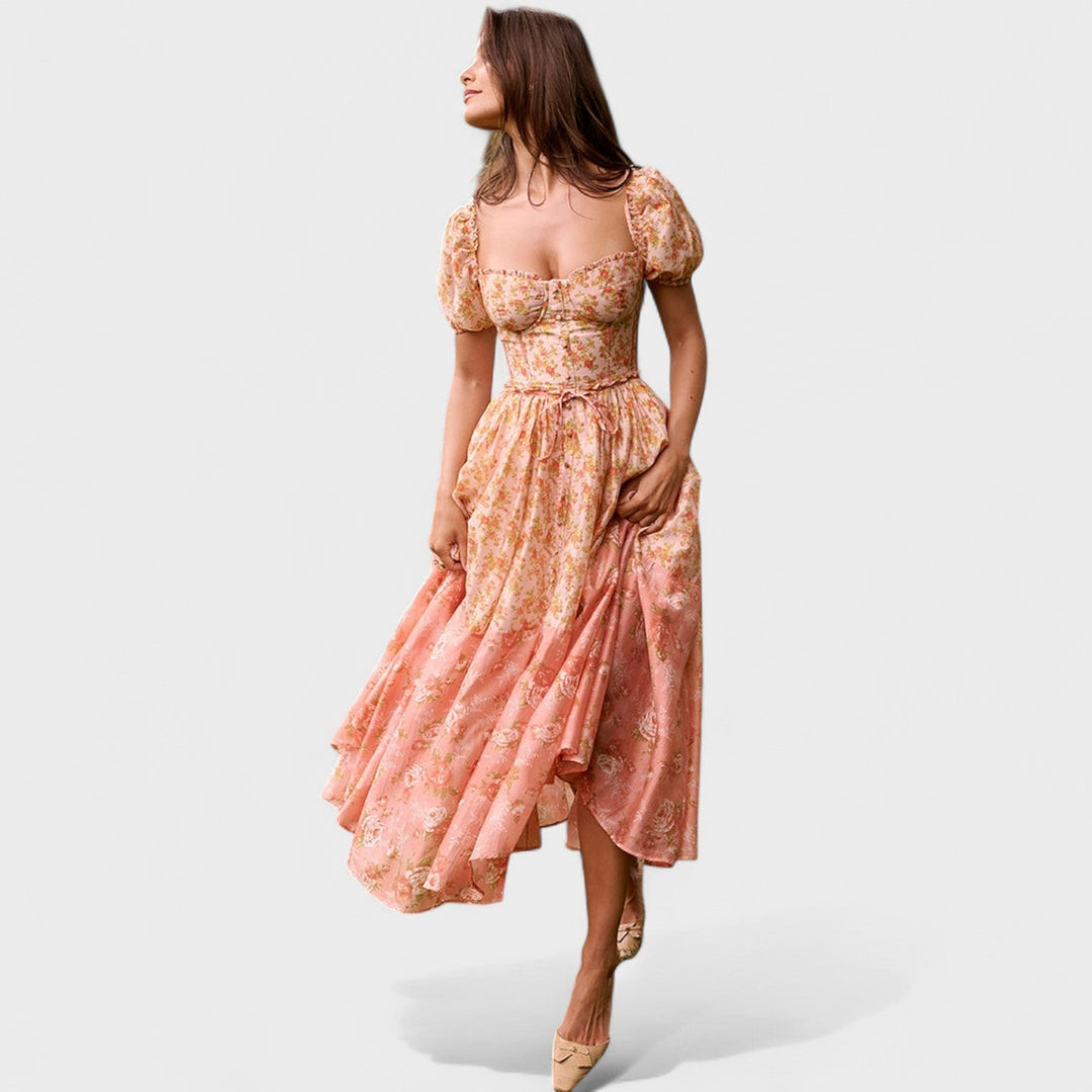 Vintém d'Ouro - Vestido Floral Coral
