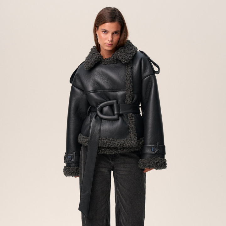 Vintém d'Ouro - Casaco de Shearling com Cinto
