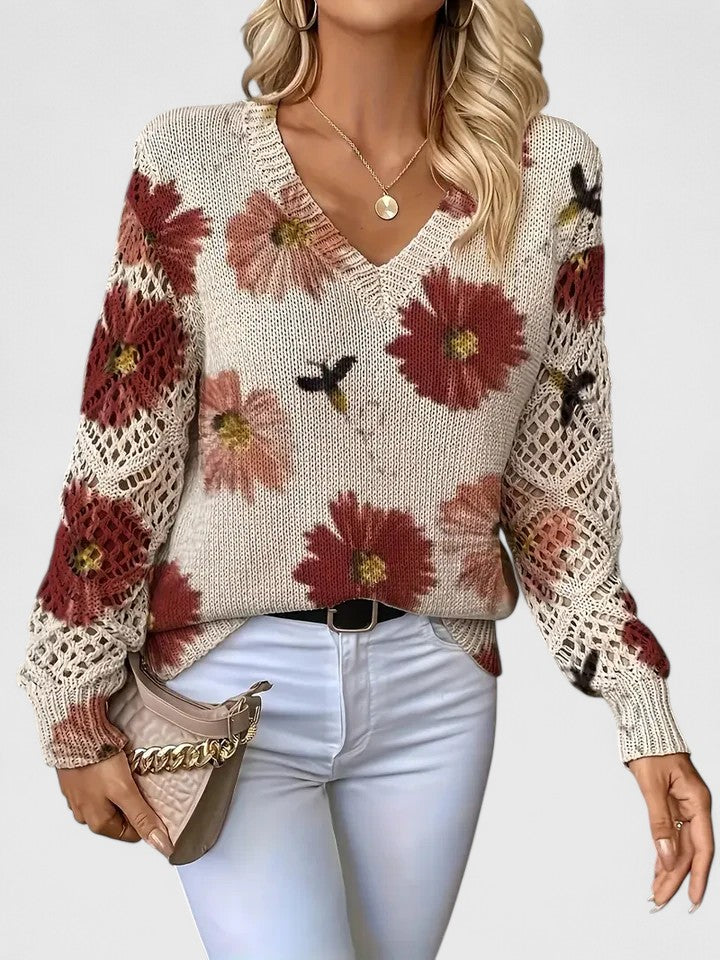Vintém d'Ouro - Suéter elegante com estampa floral