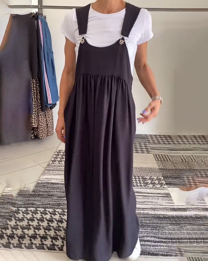 Vintém d'Ouro - Vestido casual com alças sólidas
