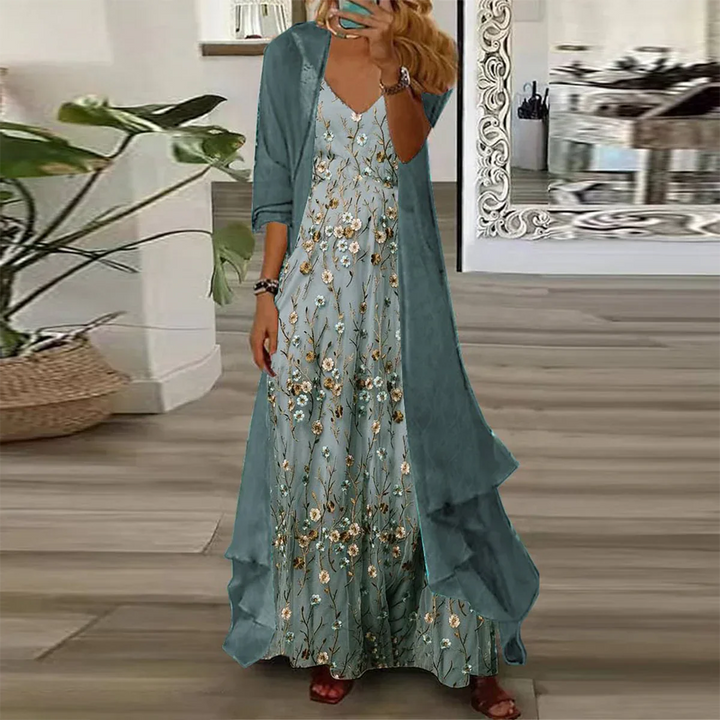 Vintém d'Ouro - Vestido longo com jaqueta