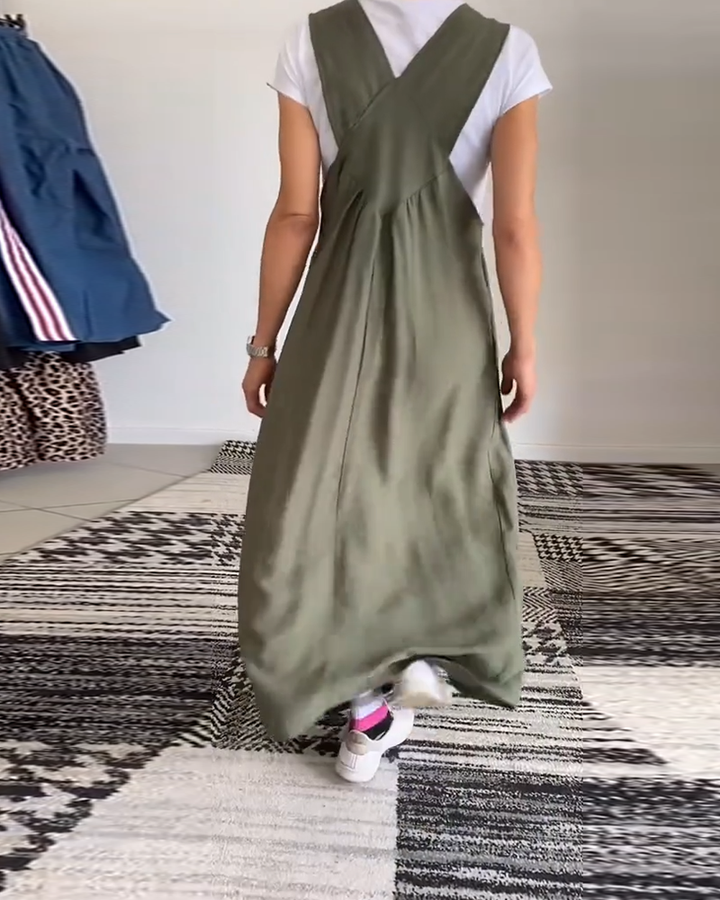 Vintém d'Ouro - Vestido casual com alças sólidas