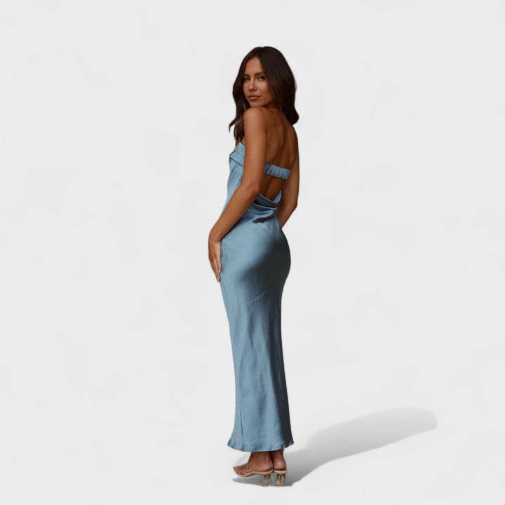 Vintém d'Ouro - Vestido de cetim sem mangas