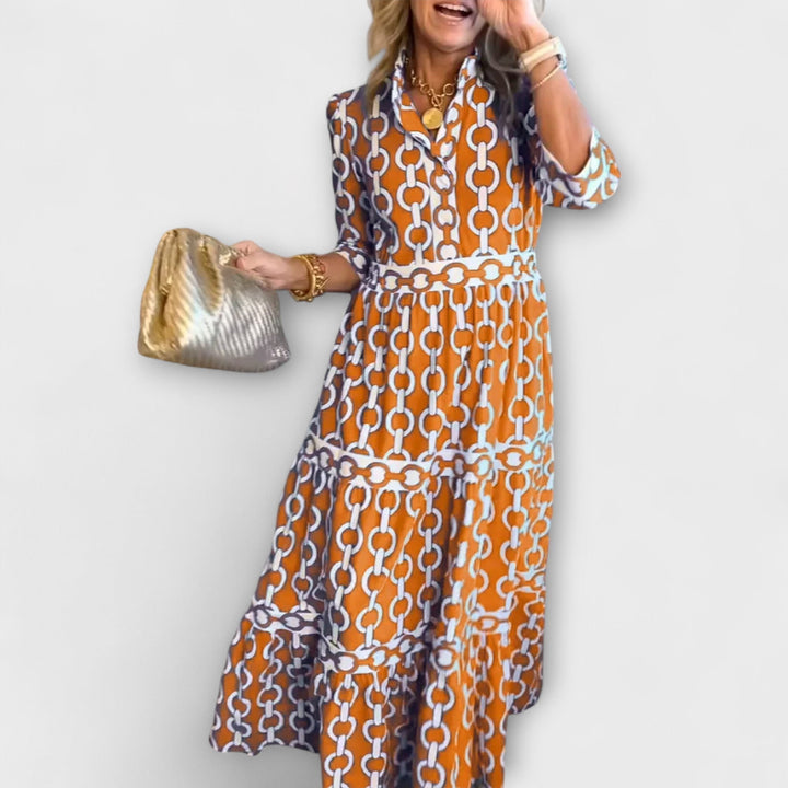 Vintém d'Ouro - Vestido Midi com Correntes