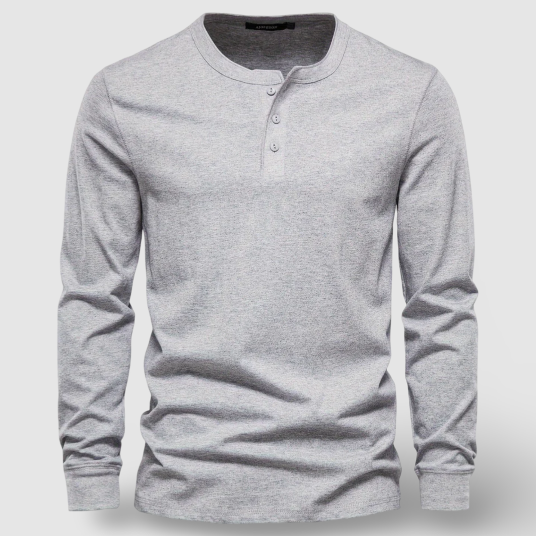 Vintém d'Ouro - Camisa Henley elegante de manga longa em algodão