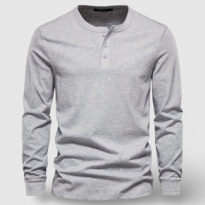 Vintém d'Ouro - Camisa Henley elegante de manga longa em algodão