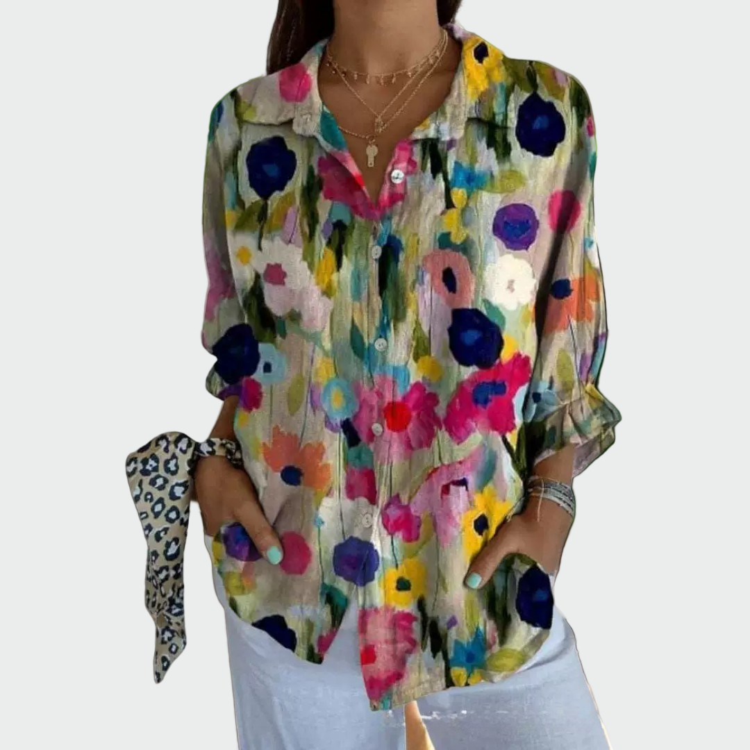 Vintém d'Ouro - Camisa estilosa com estampa floral