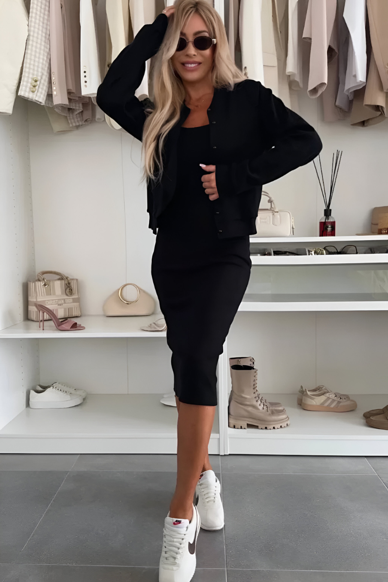 Vintém d'Ouro - Conjunto Vestido e Jaqueta Elegante e Confortável