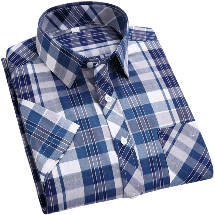 Vintém d'Ouro - Camisa de algodão xadrez de manga curta
