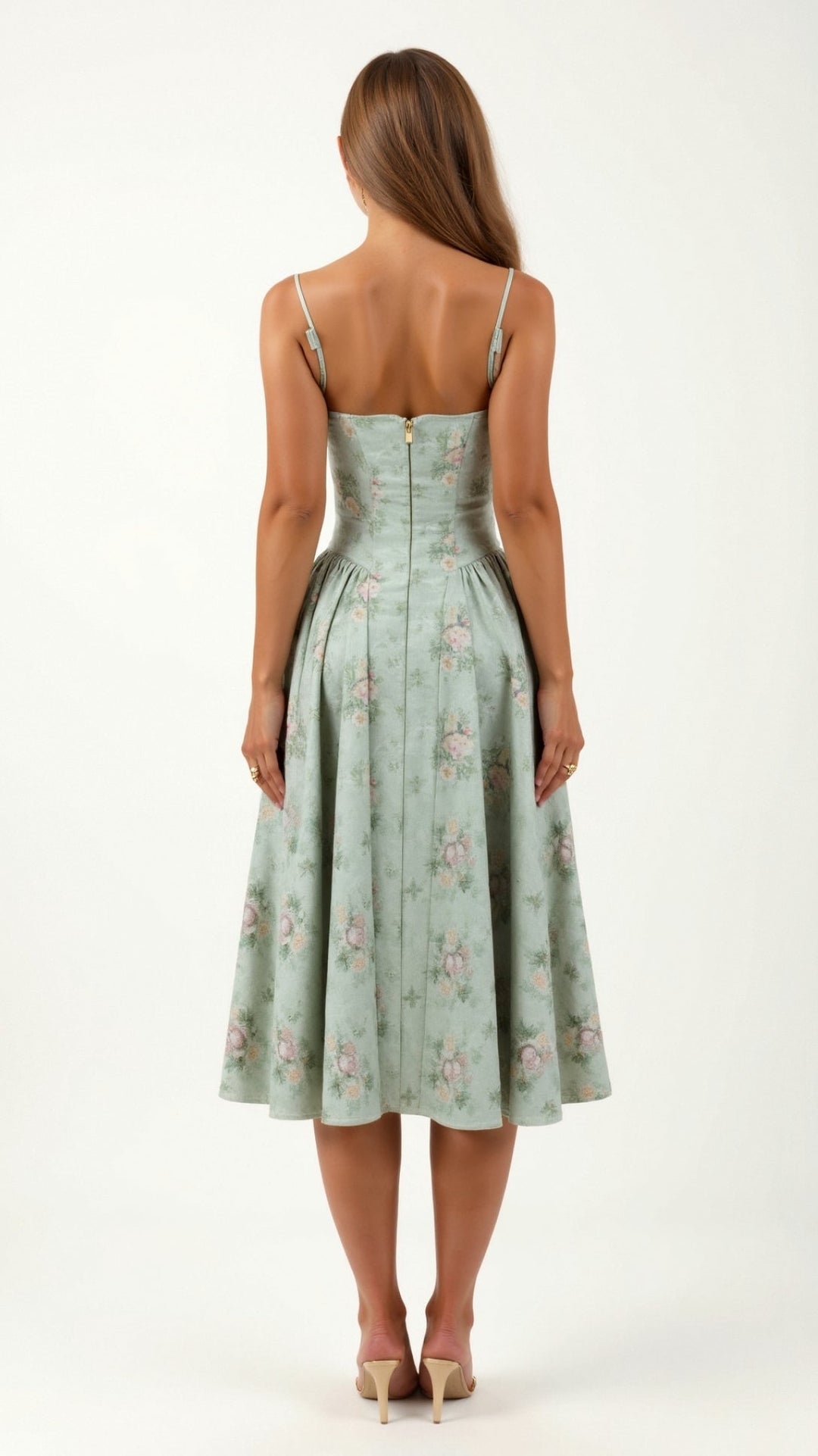 Vintém d'Ouro - Vestido midi com corpete estruturado